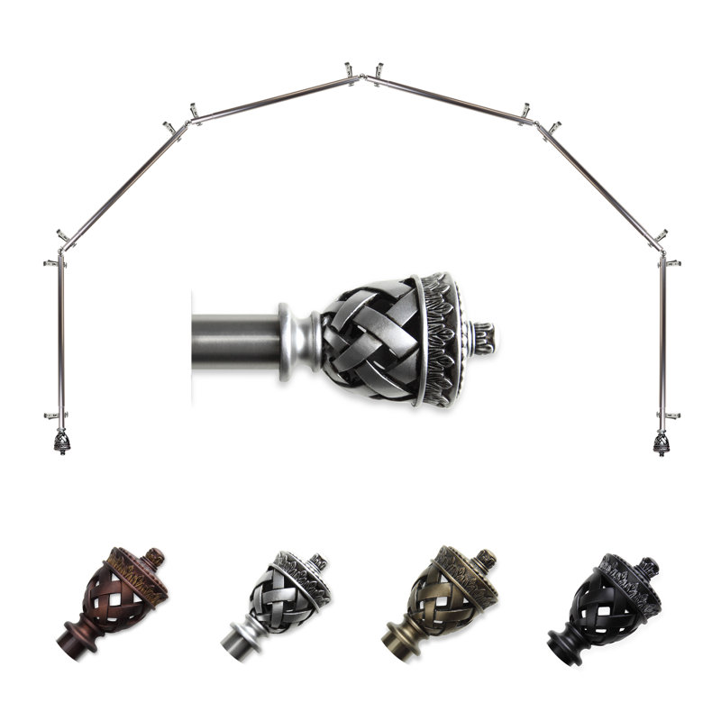 Tringle à rideaux simple ajustable avec baie vitrée de 0,81 po, Nickel satiné, 28 po à 48 po (chaque côté)