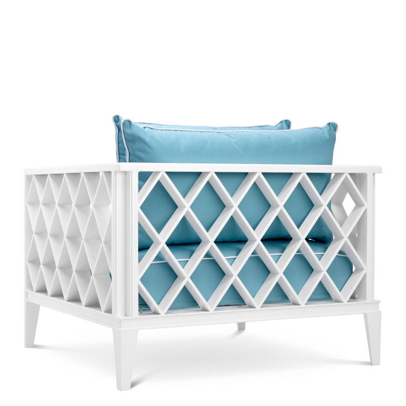 Ocean Club Outdoor Lounge Chair, White Frame/Mineral Blue Cushion