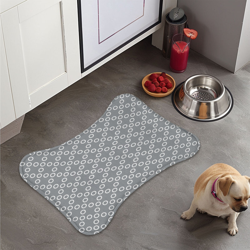 Grey Dots - 1 Piece Bone Shape Feeding Mat