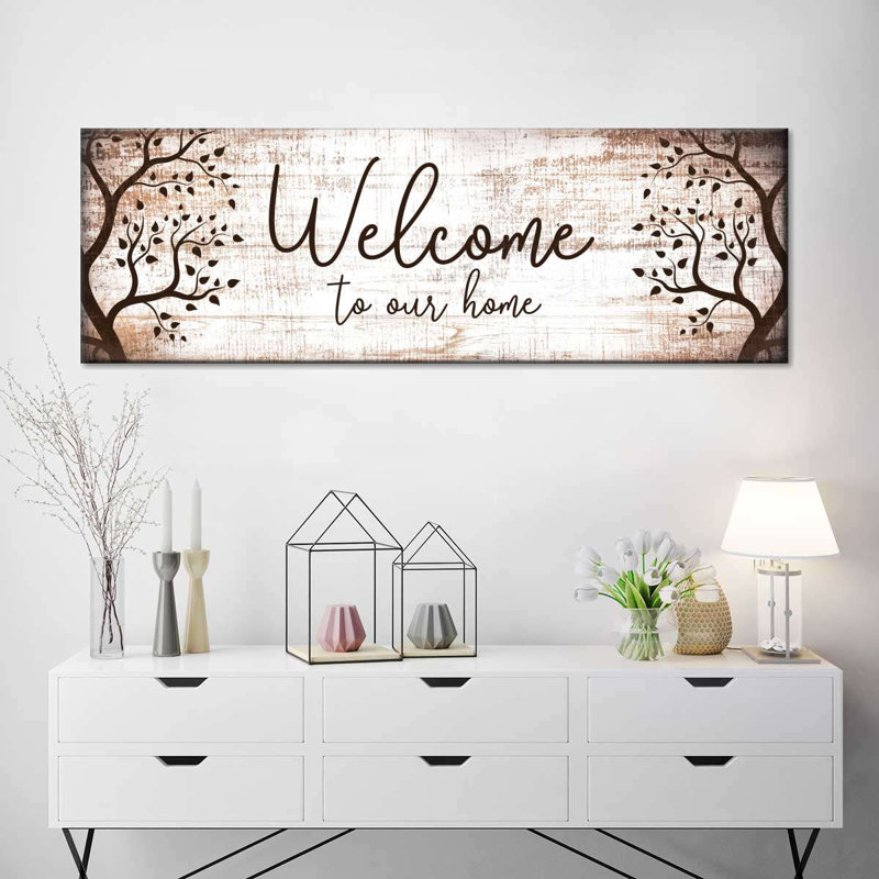 «Welcome To Our Home Typographie I», reproduction sur toile, H 12 po x l 36 po x P 1,25 po