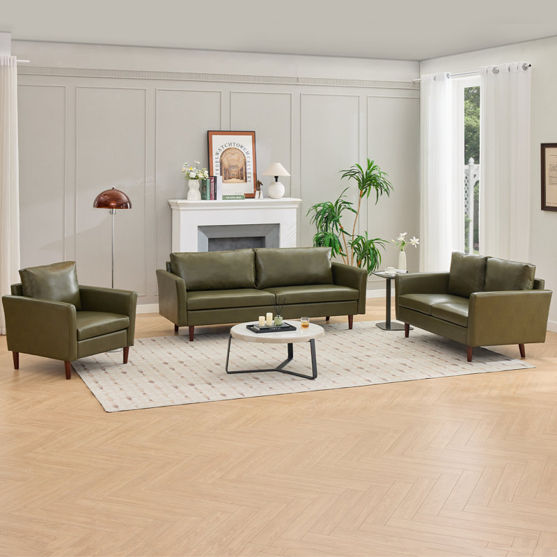 Ensemble de salon 3 pièces Bobur, Vert olive