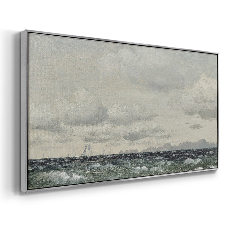 Paysage, série CMLVI, galerie encadrée, prête à être accrochée, H 21 po x l 41 po, Argent argent