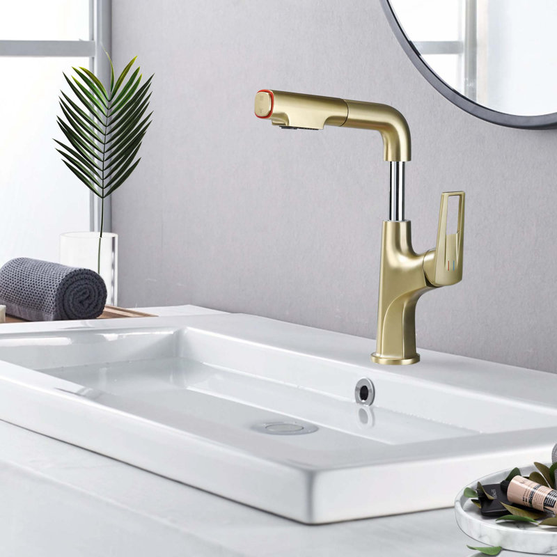 Robinet de vasque rétractable - Robinet de lavabo de salle de bain à un trou avec bec relevable et modes de jet doubles