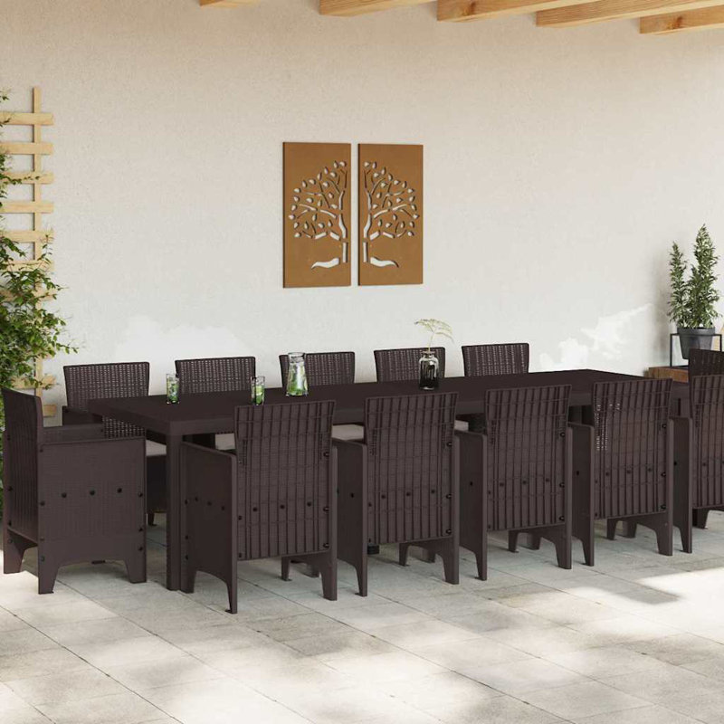 vidaXL Garden Dining Set 13 pcs Brown and Taupe Poly rattan, 12, Taupe