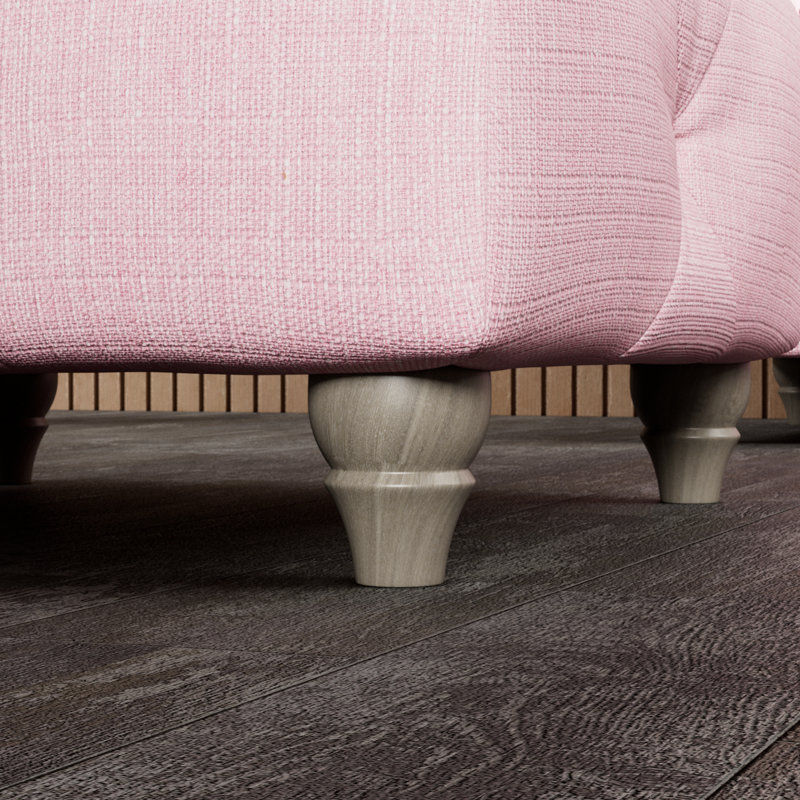 Ellrich 65cm Wide Tufted Rectangle No Pattern Footstool Ottoman, Pink, Washed Oak