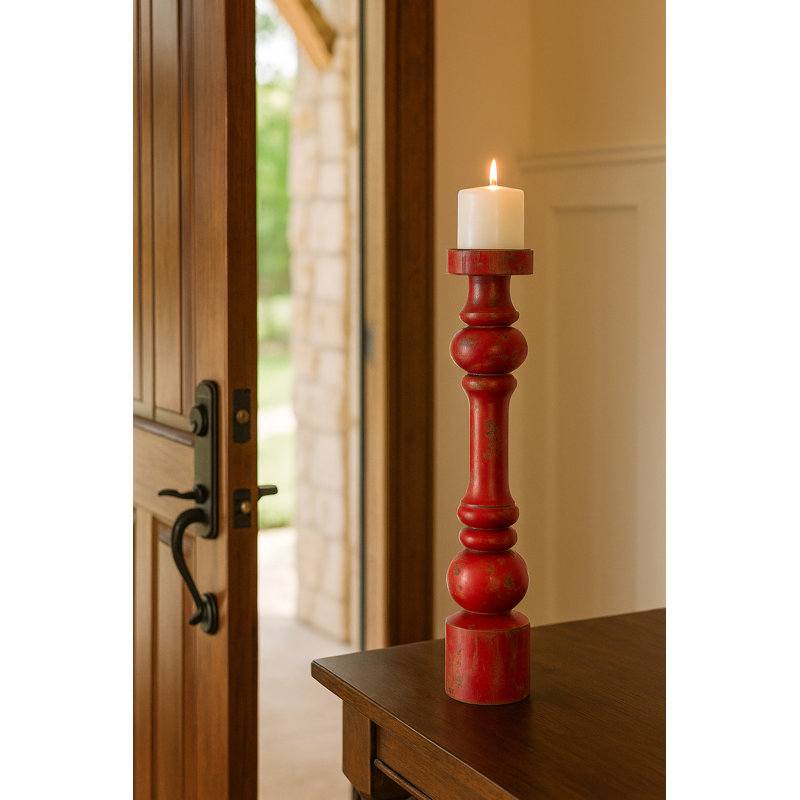 Porte-bougie Baroque - moyen - rouge, Rouge, H 11,8 po x l 3,5 po x P 3,5 po