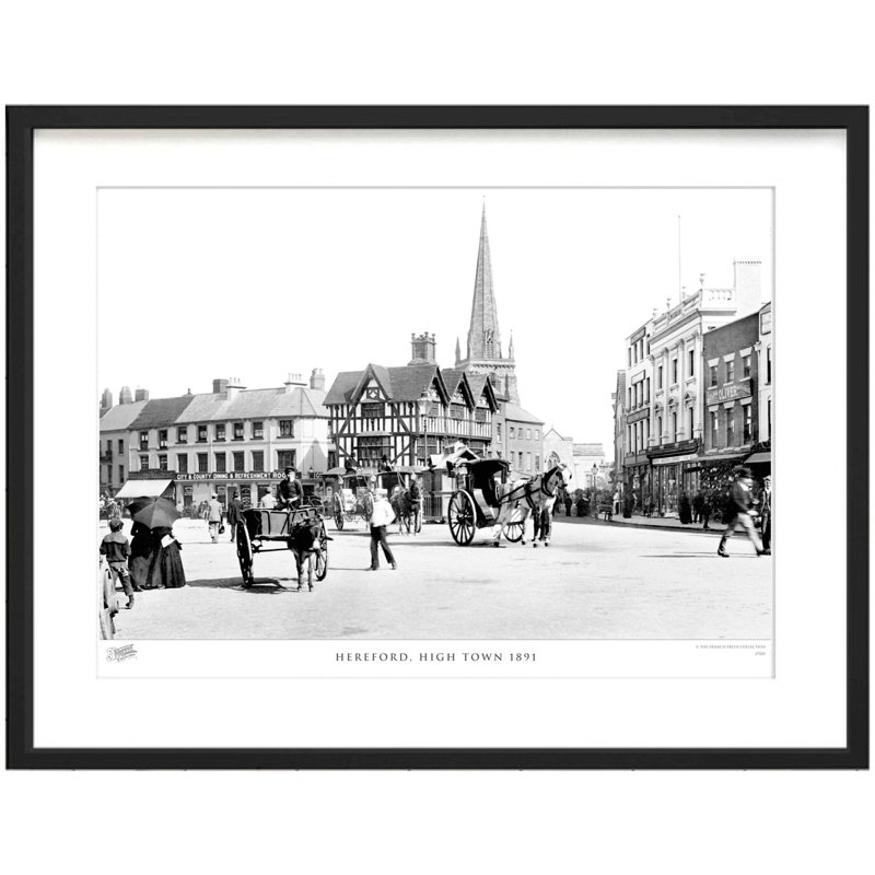 Hereford, High Town 1891 by Francis Frith - Single Picture Frame Print, 60cm H x 80cm W x 2.3cm D, Black/White