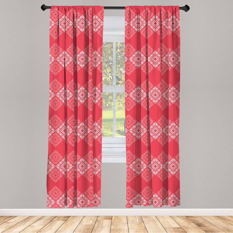 Rideaux 4 panneaux East Urban Home Aztec, forme carrée et triangulaire 134662, L 56 po x L 63 po