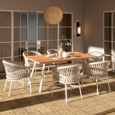 Maiden 71" 6-Seater Teak & Aluminum Patio Dining Table by Corrigan Studio