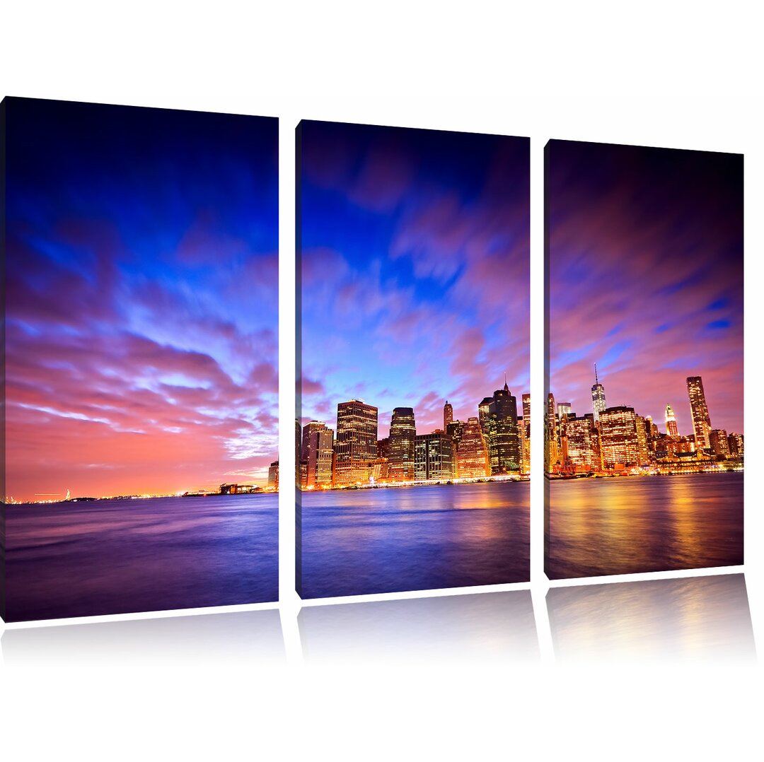 3-tlg. Leinwandbilder-Set „Skyline New York C“, Grafikdruck