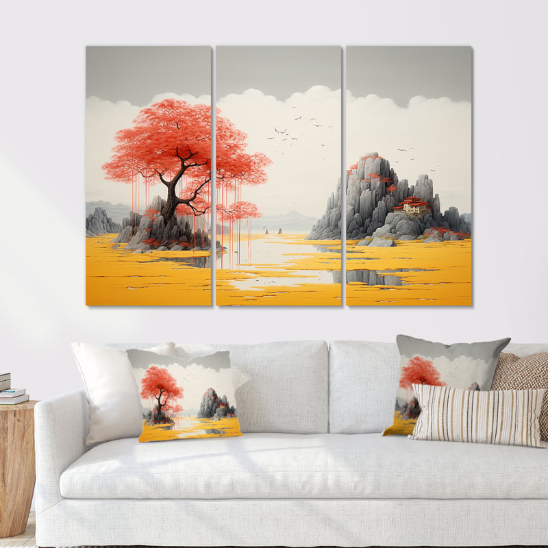 Sheena - Lake House, ensemble d'art mural, H 28 po x l 36 po x P 1 po, Toile tendue
