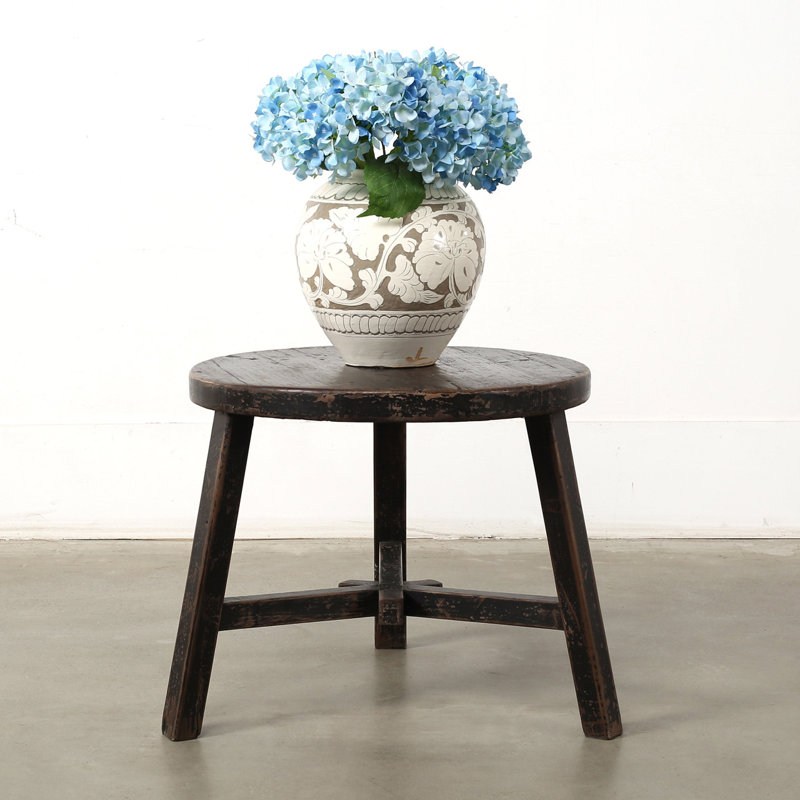 Approx. 23 Inches Round Side Table Distressed Black