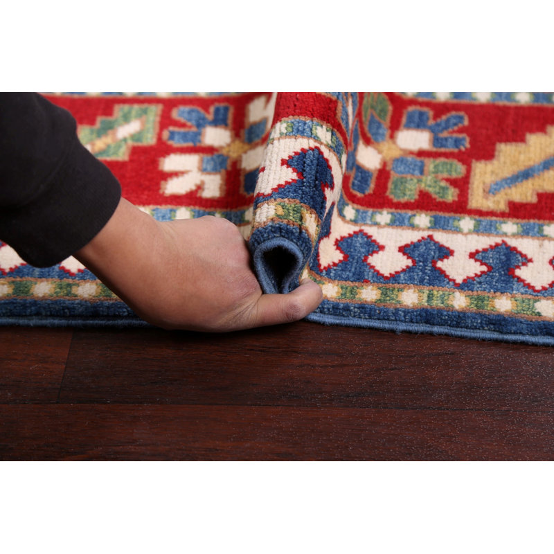 Tapis bleu noué à la main de conception unique 6 pi 6 po x 9 pi 8 po