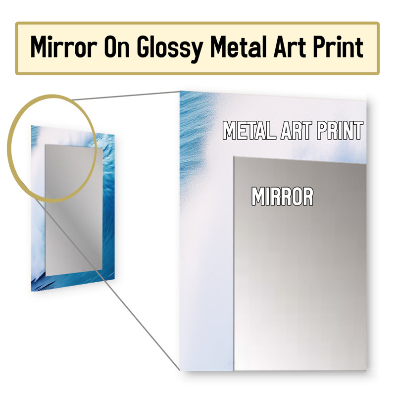 Blue Wave Blue Wonder - miroir côtier, miroir mural bleu unique, impression d'art en métal, 32 po x 24 po