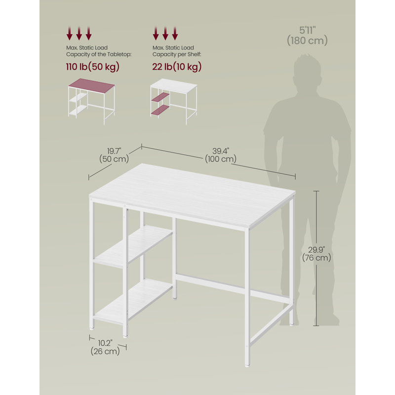 Alaudin Steel Computer Desk, White