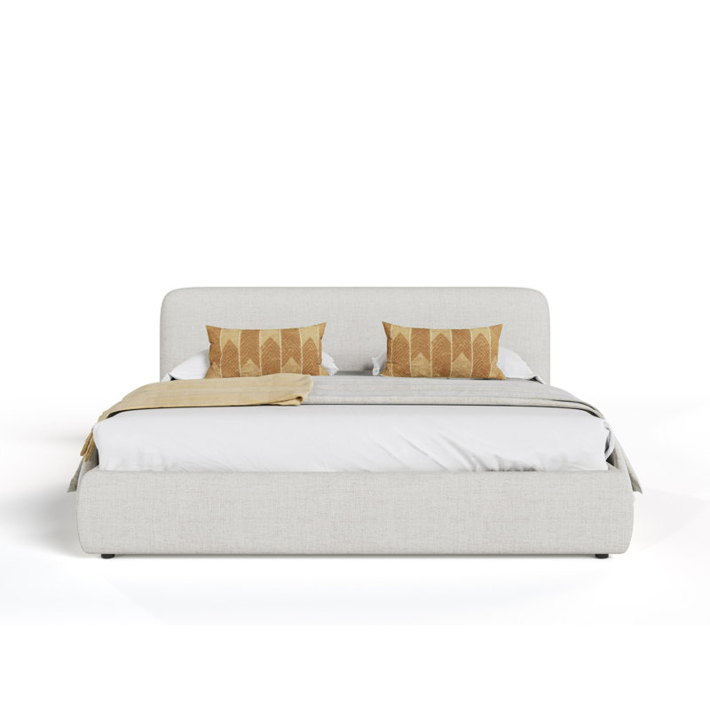 Erick - Modern Ivory Fabric Upholstered Bed, King