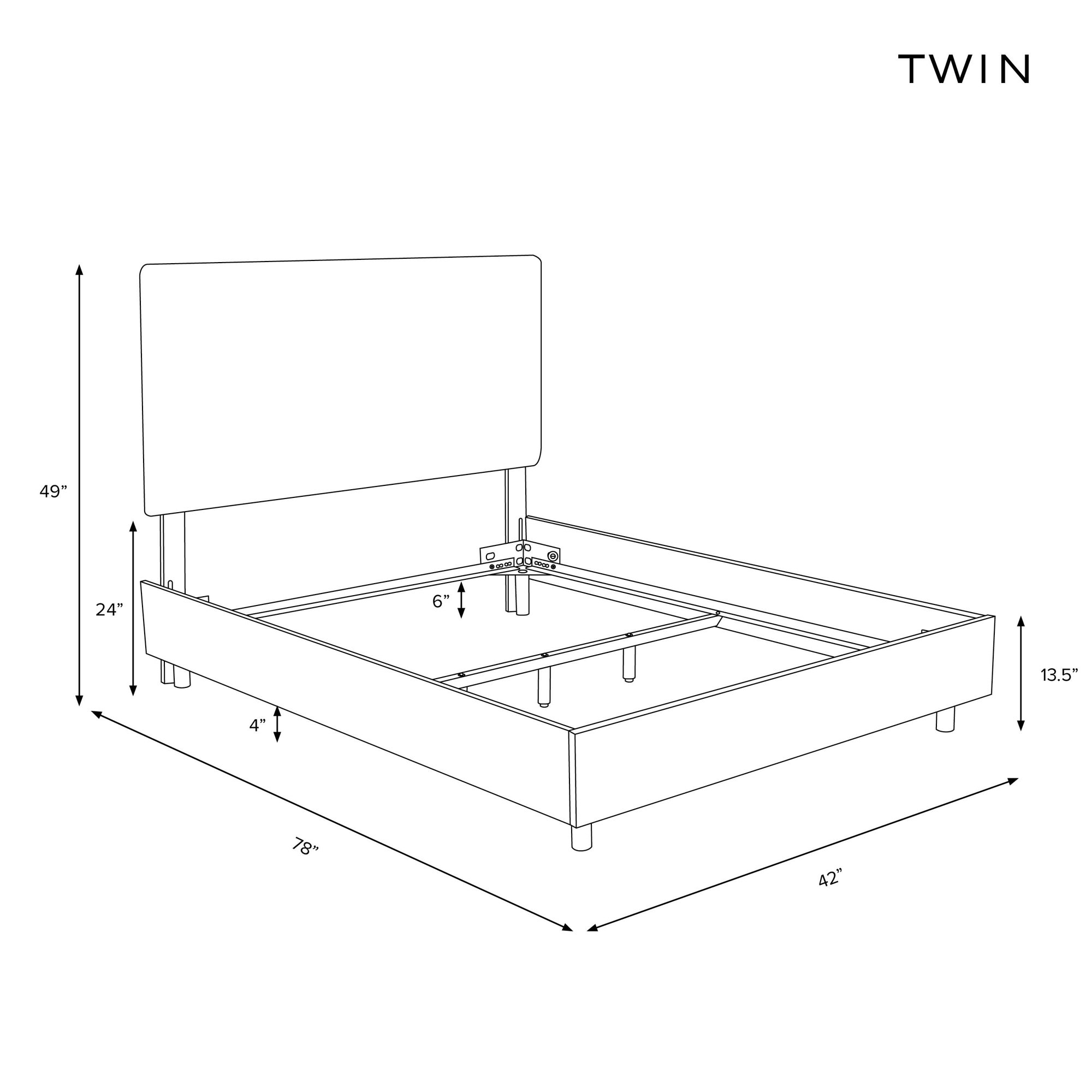 Eisley Upholstered Bed, Classic Otter Performance Velvet, Twin