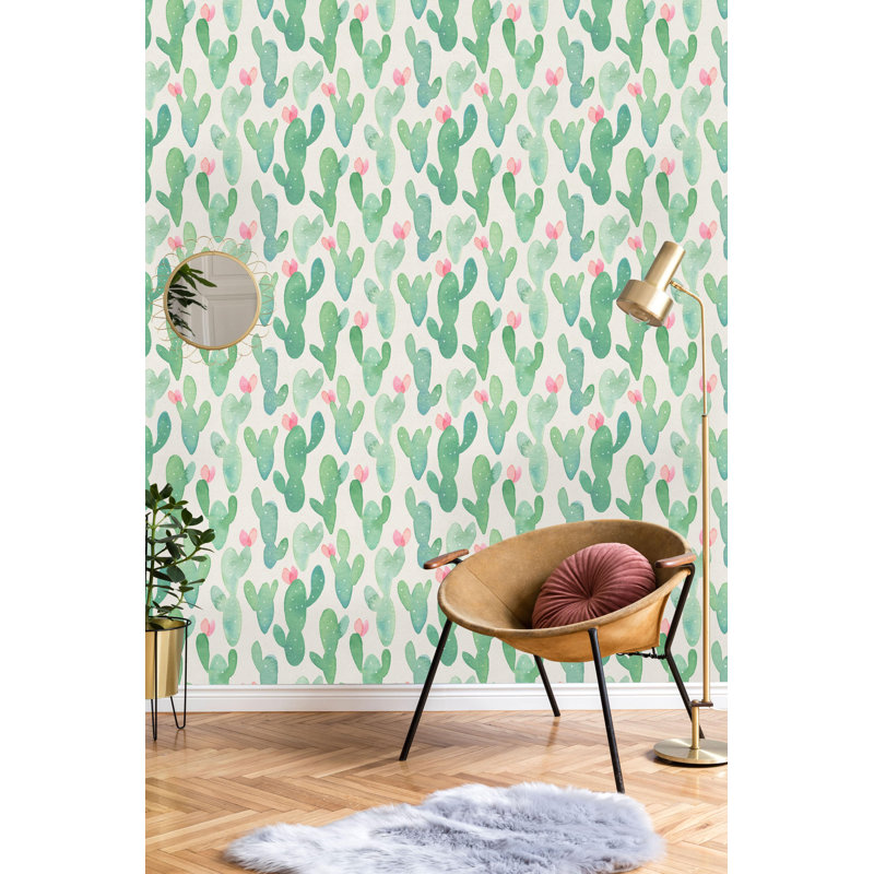 Rouleau de papier peint adhésif cactus, Multicolore, L 10,42 po x l 25 po