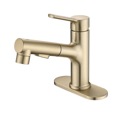 Pull Out Bathroom Faucet, Single Hole Bathroom Sink Faucet With 3 Bathroom Faucet With Sprayer Modes Pull Down Sprayer