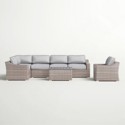 5-Person All-Weather Wicker Sectional Seating Group With Cushions – Fully Assembled