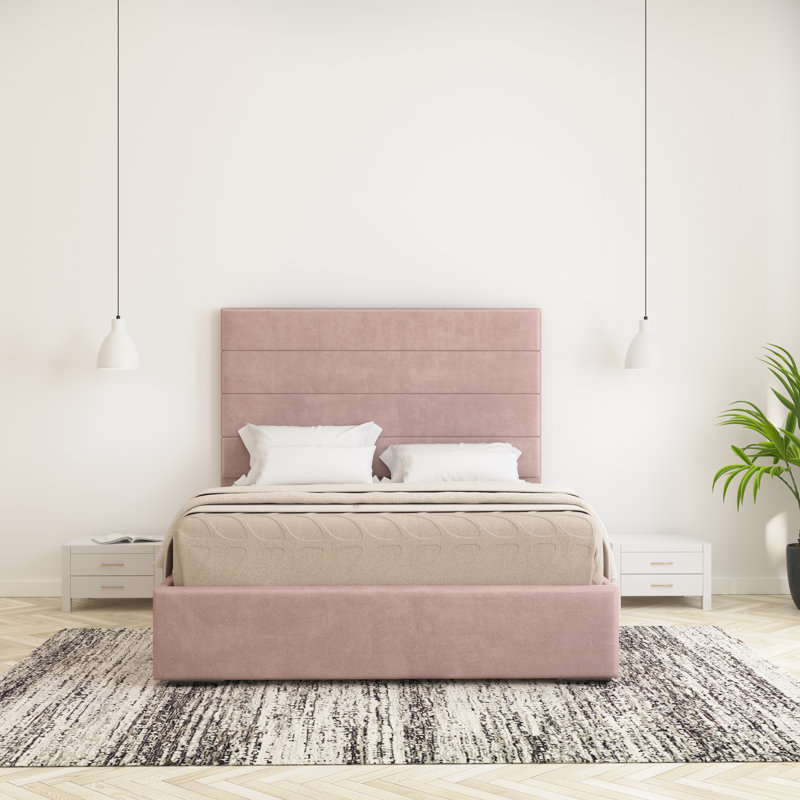 Chanute Upholstered Bed Frame, Pink, Small Double (4')