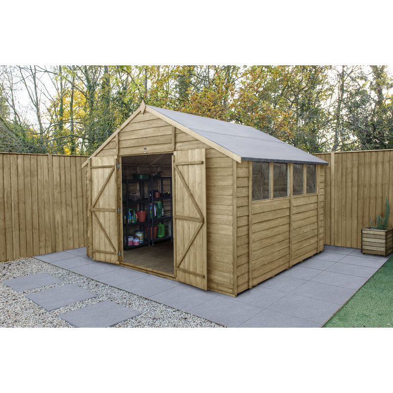 10 ft. W x 10 ft. D Solid Wood Garden Shed, No