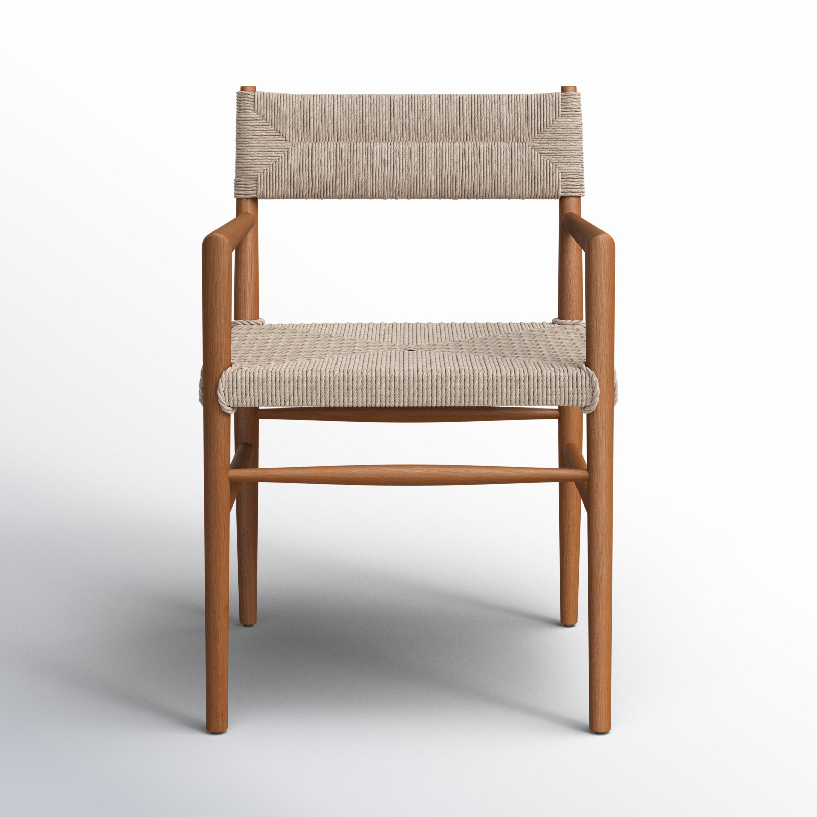 Wicker Premium All-Weather Wicker Outdoor Dining Armchair, Natural Teak/Light Brown