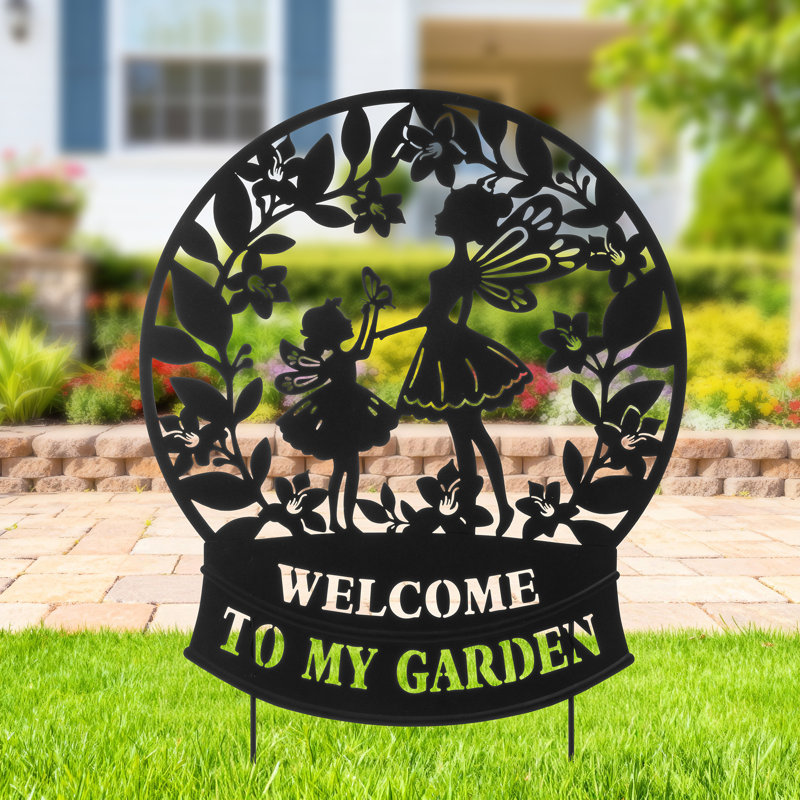 Piquet de jardin 30 po en métal «Welcome To My Garden»