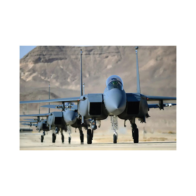 A Group Of F-15E Strike Eagles At Uvda Air Force Base, Israel - Wrapped Canvas Print, 101.6 cm H x 66.04 cm W x 1.91 cm D