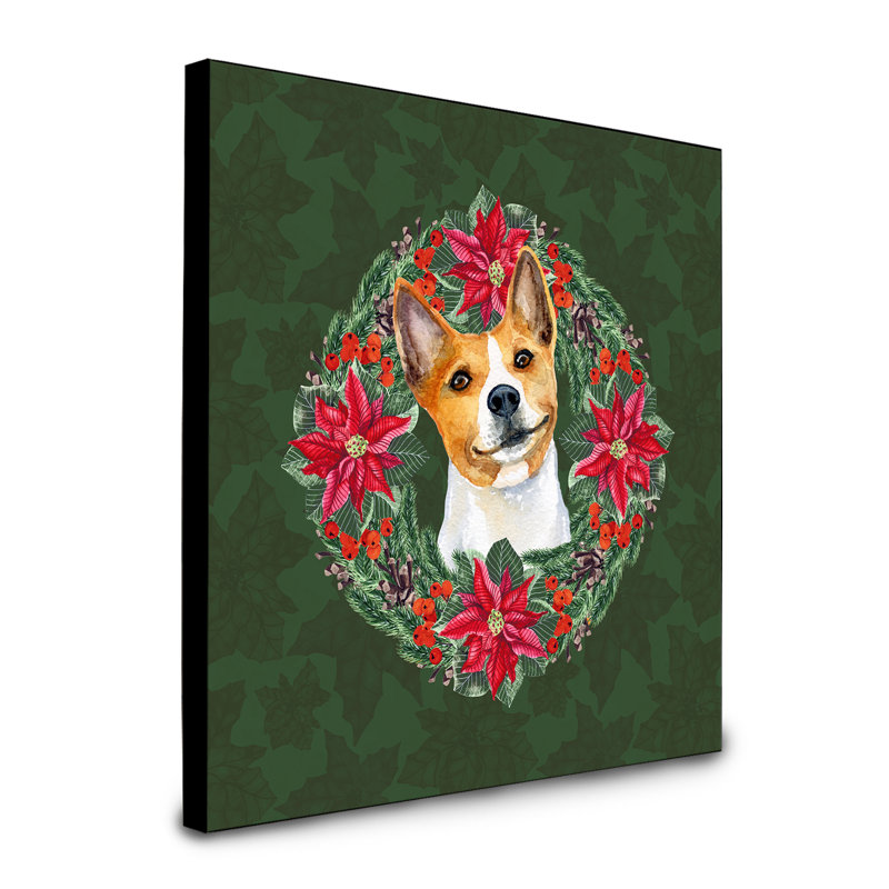 Panneau mural d’art à couronne poinsetta Fabrienne, Basenji