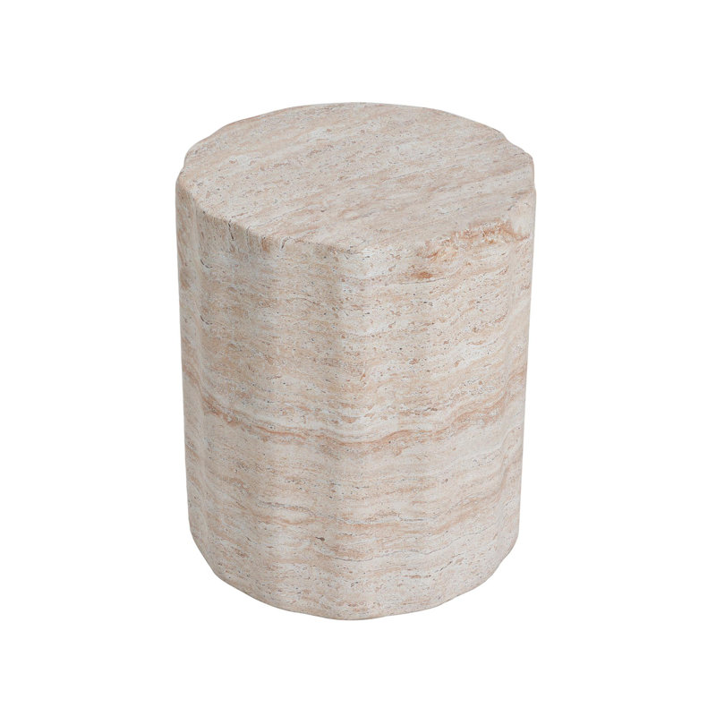 Travertine-Patterned Lightweight Concrete Side Table