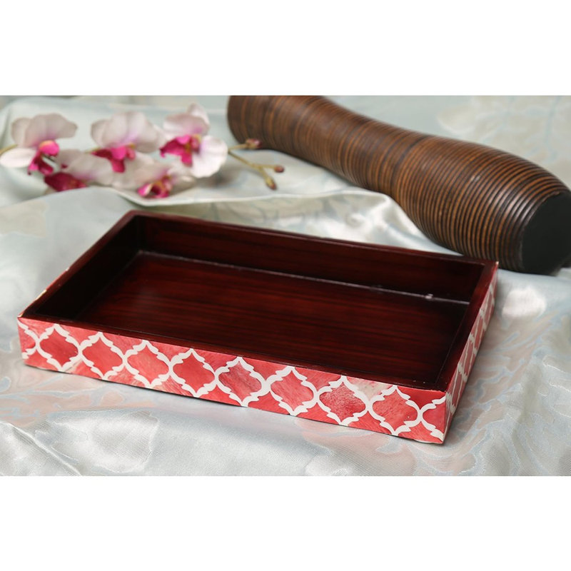 Handmade Moroccan Pattern Towel Tray - Small Bathroom Tray, Guest Towel Holder, Decorative Napkin Holder, Bathroom Countertop Storage, Kitchen Hand Towel Holder Moroccan Red