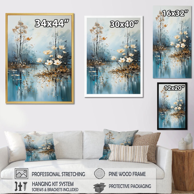 «Minimal River Forest», reproduction d'art sur toile, H 32 po x l 24 po x P 1 po, Cadre simple noir