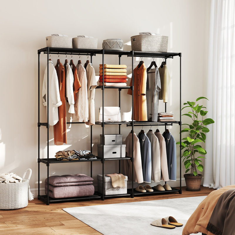 HOMCOM Portable Wardrobe Open Wardrobe 182 x 43 x 185cm Black