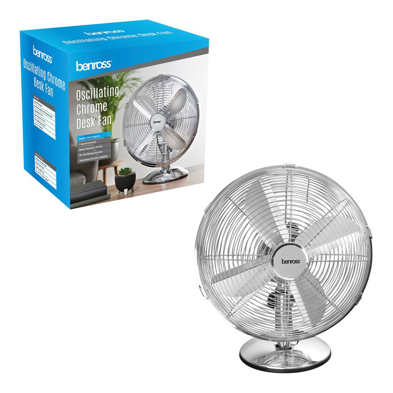 George Oliver Kouts 35cm Oscillating Table Fan Fan, Chrome 