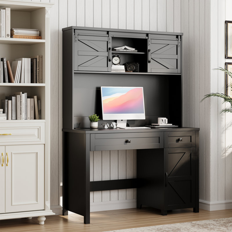 Bureau 47 po avec 3 tiroirs Farmhouse, Noir