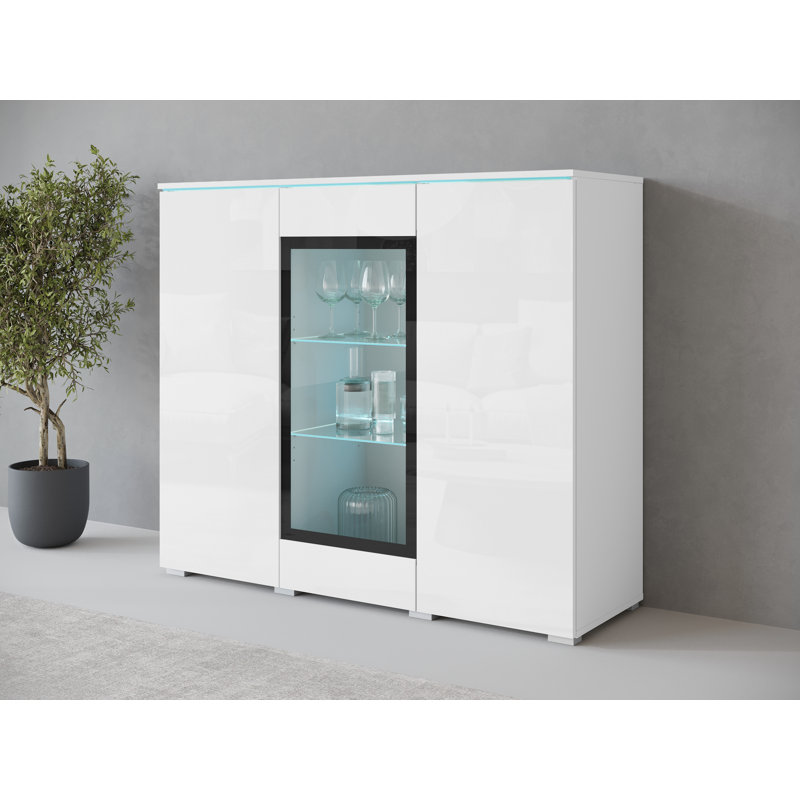 Dejanee Cm Chest Of Drawers With Glass Panels, White