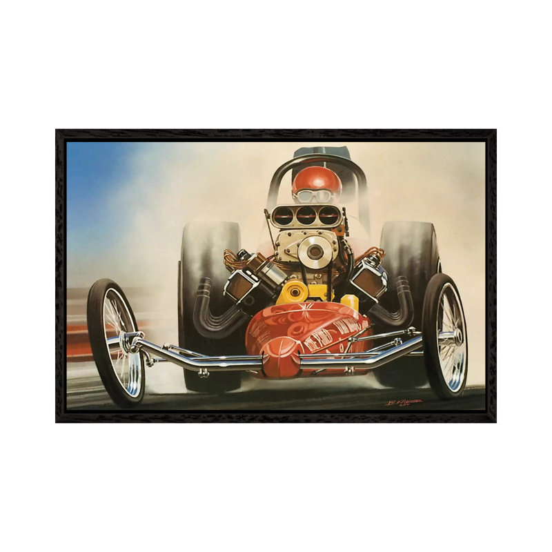 Top Fuel Dragster by Bruce Kaiser - Print on Canvas, Black Framed Canvas, 66.04 cm H x 45.72 cm W