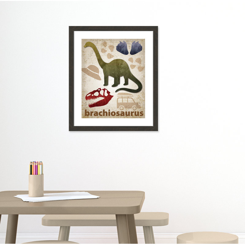 Adhésif décoratif dinosaures-03 ', H 26,5 po x l 22,5 po x P 0,625 po, Encadré plat à grain de bois noir