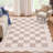 Washable Scalloped Rug Modern Checkerboard Rug Non Slip, Soft Non Shedding Thin Carpet, Indoor Low Pile Foldable Carpet, Contemporary Printed Mat for Living Room Bedroom-897534231