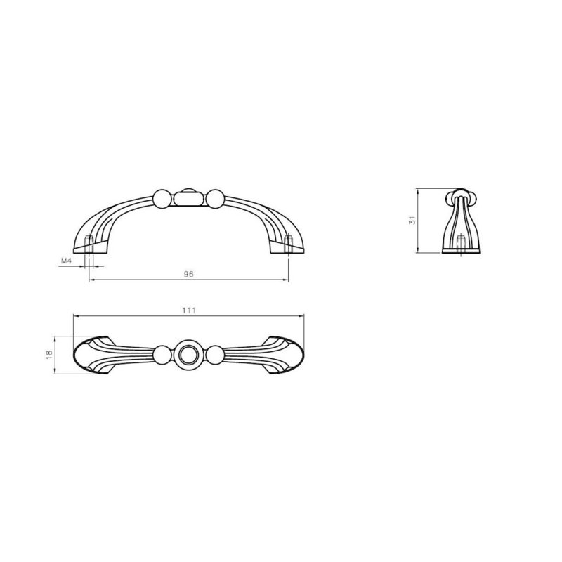 Poignée d'électroménager de 25 à 32 po Art Deco, Argent ancien