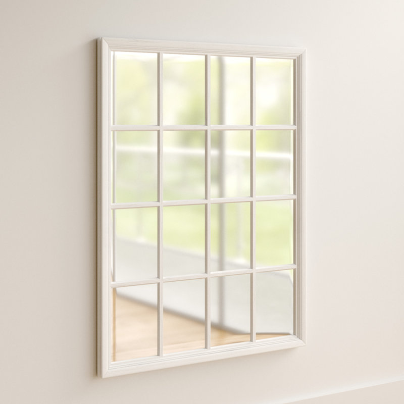Anneliese Solid Wood Concave Wall Mirror, Antique White