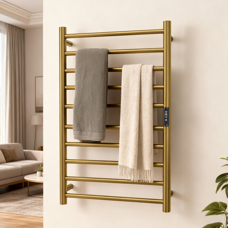 Electric Towel Warmer Wall Mount Heated Towel Rack 304 Stainless Steel, Gold