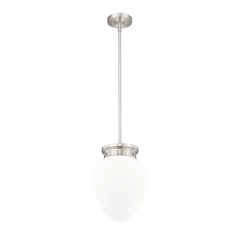 Luminaire suspendu 1 lumière Patrisio, Nickel brossé, H 95,5 po x l 10 po x P 10 po