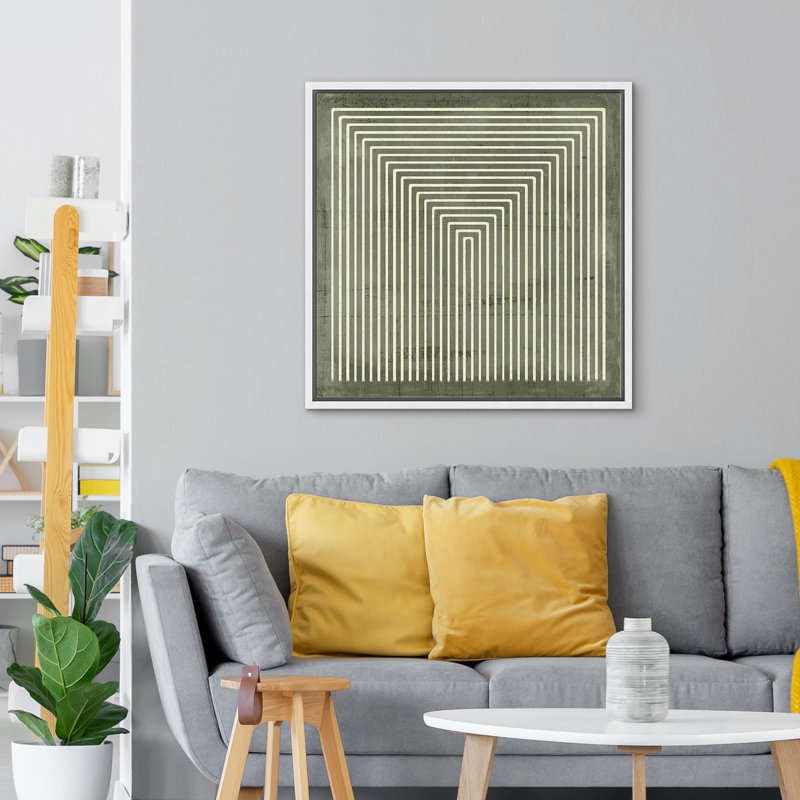 «Abstract Geometric Concentric Squares», reproduction d'art sur toile encadrée, Blanc, H 16 po x l 16 po