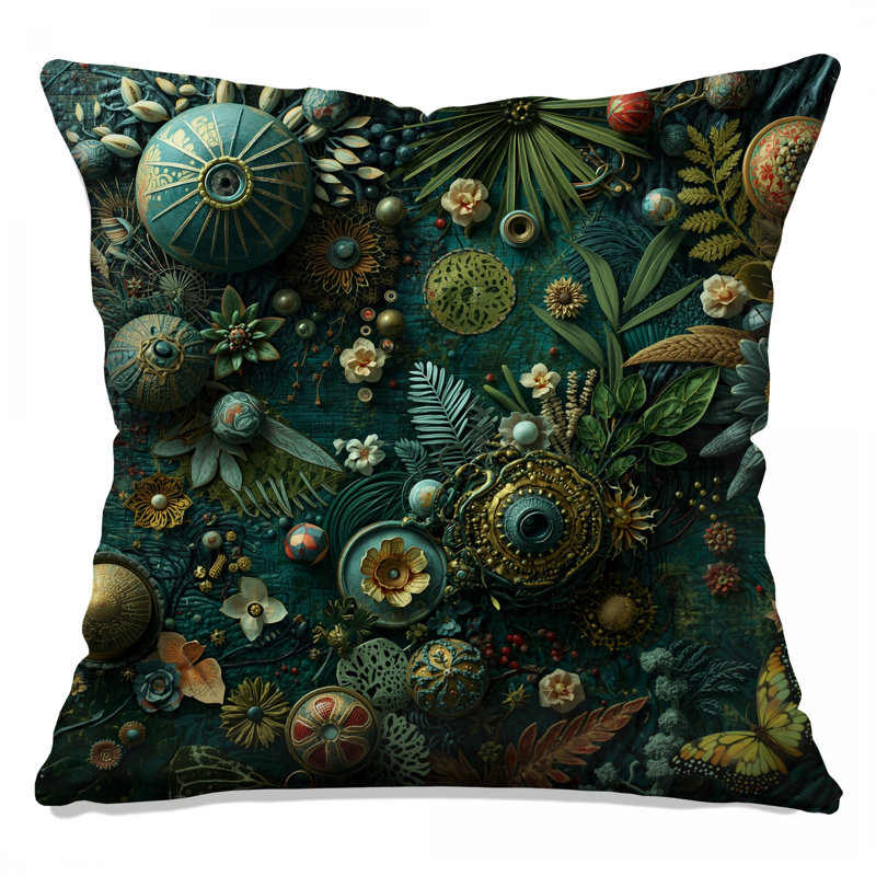 Coussins Intricate Botanical Collage, 16 x 16 pouces