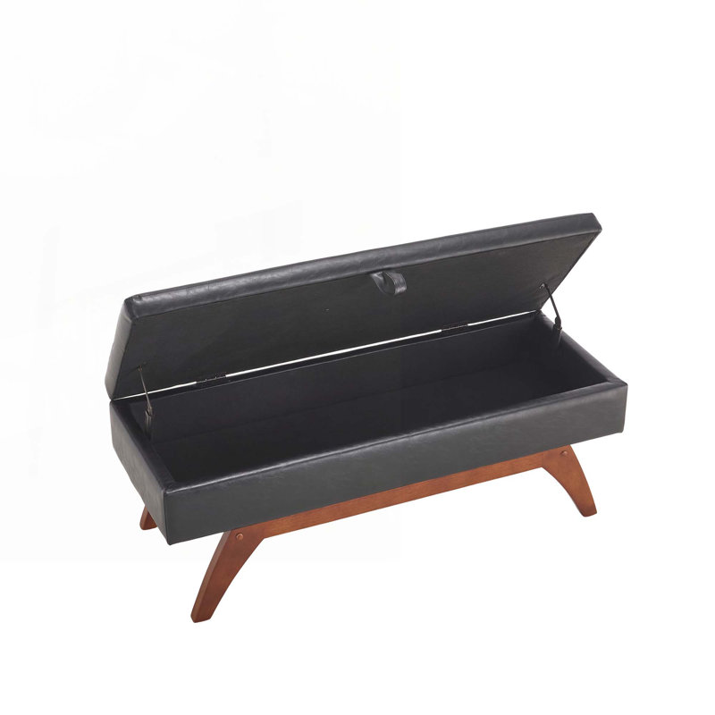 Banc de rangement en similicuir, Noir