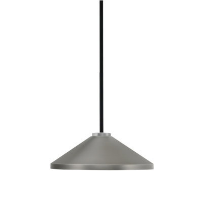 Luminaire suspendu à 1 lumière Amarmula, finition noir mat et graphite, abat-jour conique en métal graphite 14 po