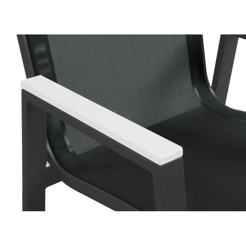 Fauteuil de patio empilable Lajoy, Blanc, Noir, Noir