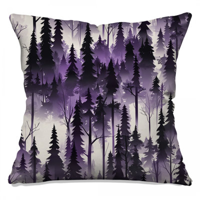 Purple Forest Silhouette Double Sided Throw Pillows